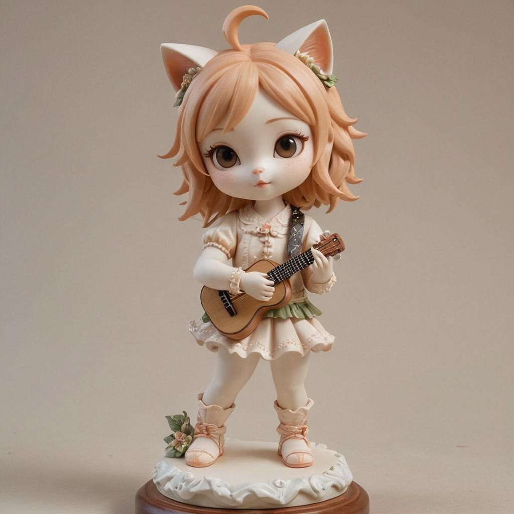 Ukulele Playing Cat Girl