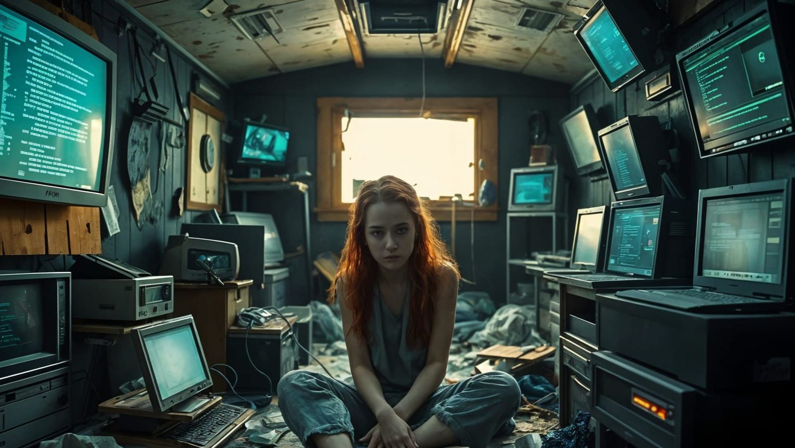 Abandoned Trailer Park Sanctuary in Cyberpunk Decay