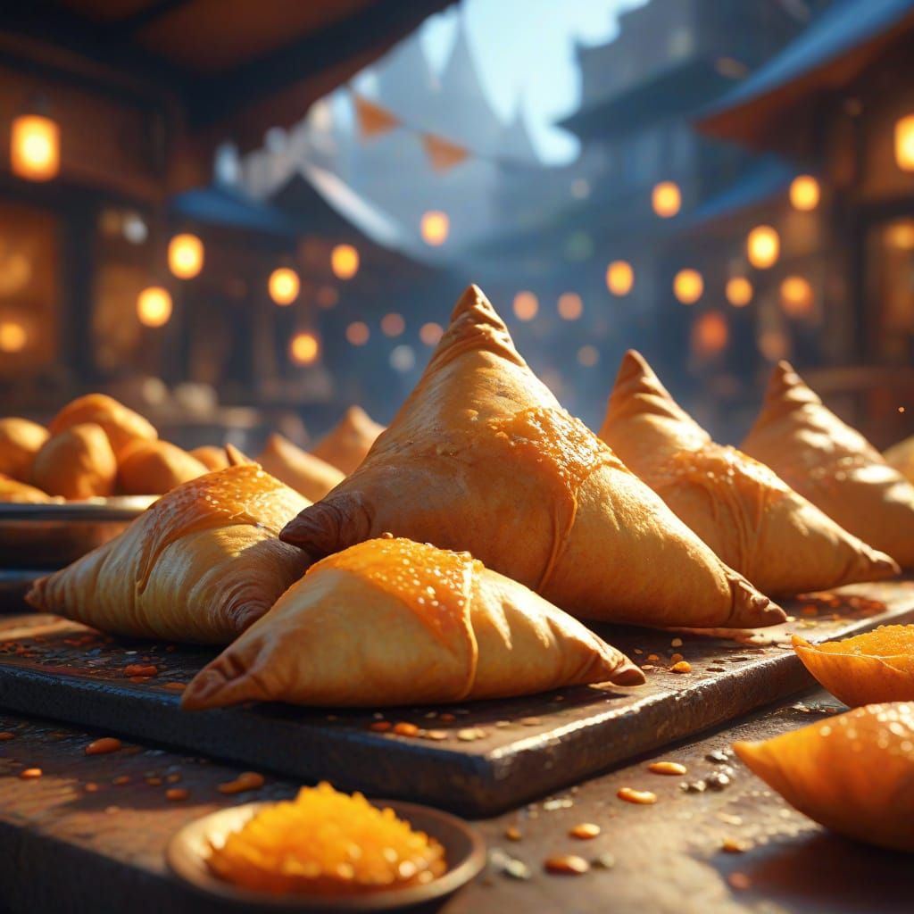 Fantasy Samosa in a Vibrant Market
