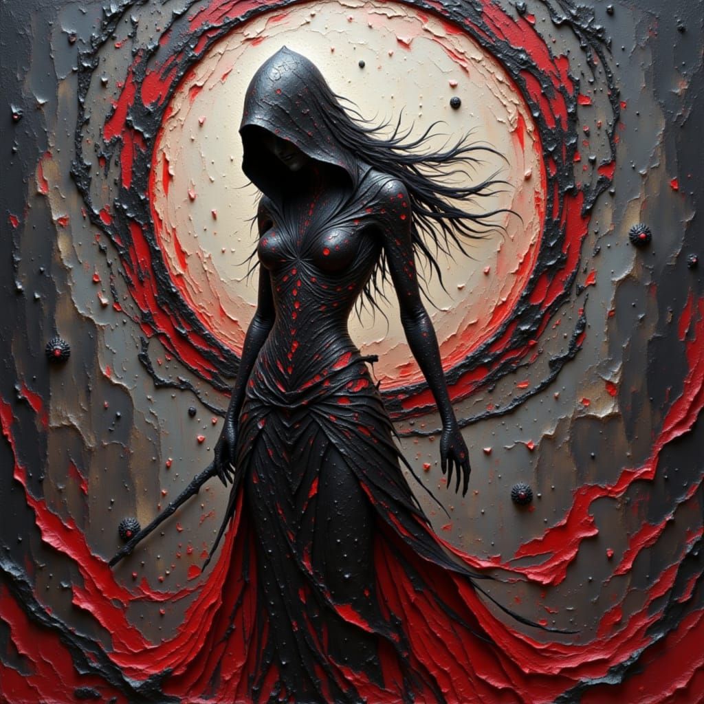 Female Assassin with Painterly Magic and Pulp Texture