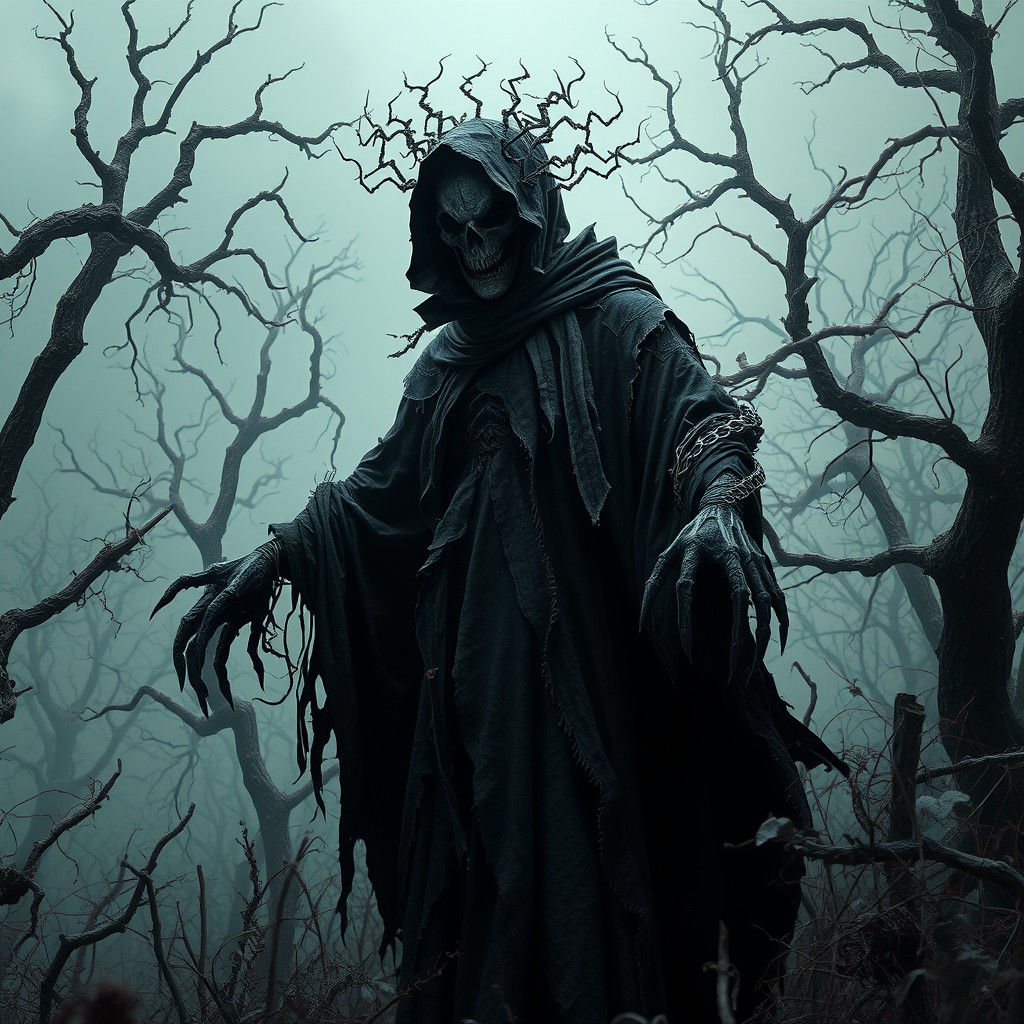 Venomous Scarecrow in Dark Fantasy Landscape