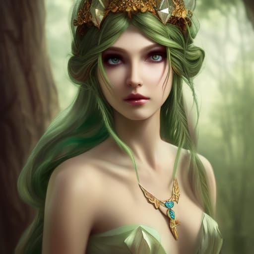 Elegant Elf Princess with Golden Tiara