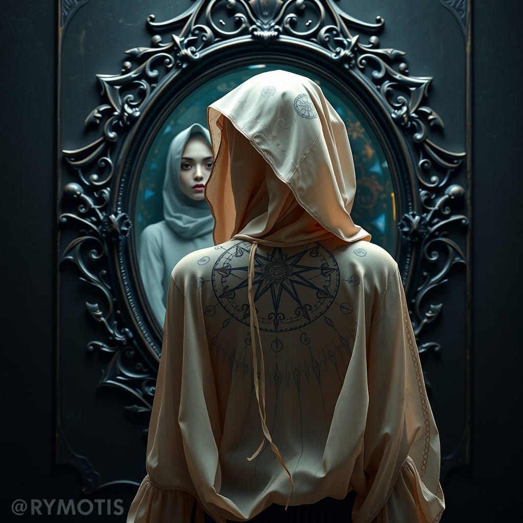 Mystical Sorceress in Gothic Mirror Maze