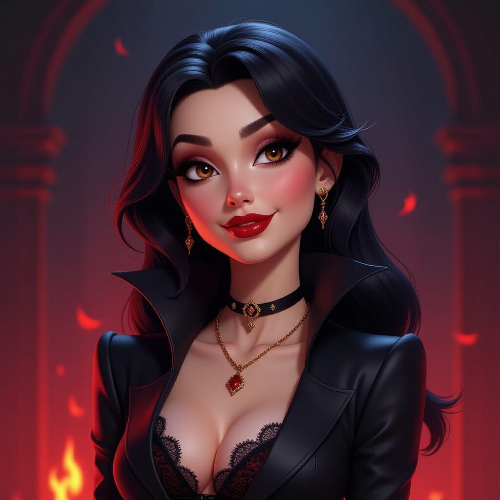 Mavis: Midnight Charm & Fiery Confidence Portrait