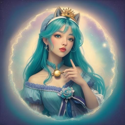 Abstract Portrait in a Starry Night Style