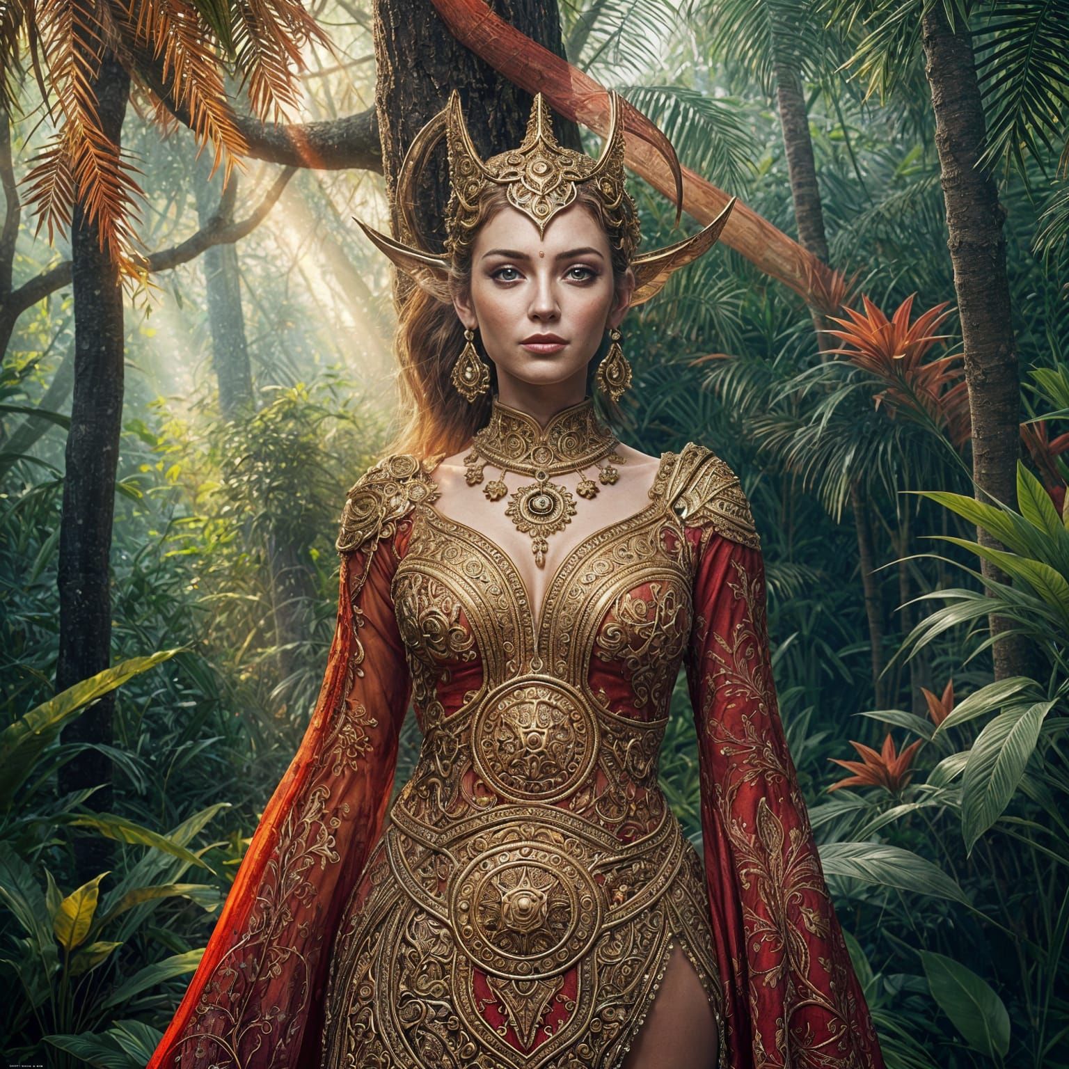 Ethereal Goddess in Cosmic Jungle
