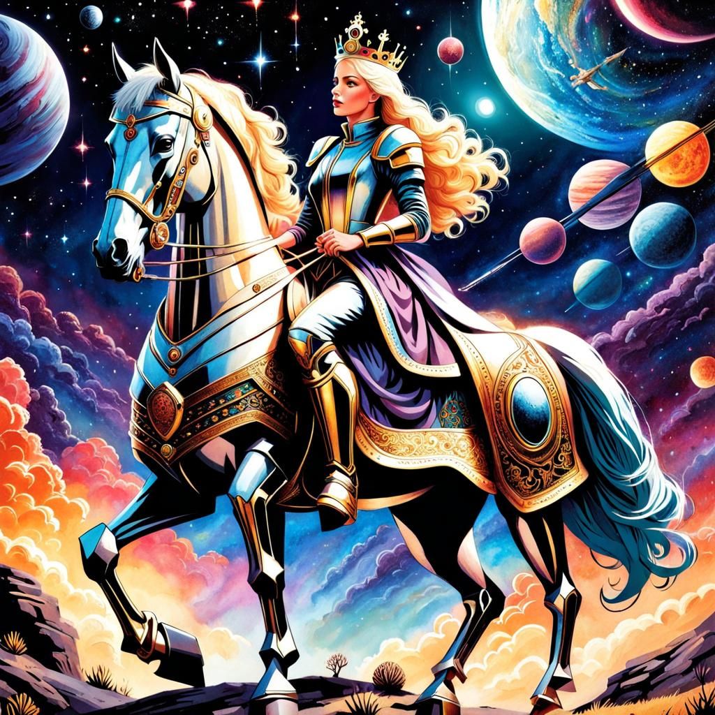 Medieval Sci-Fi Princess on Robotic Horse