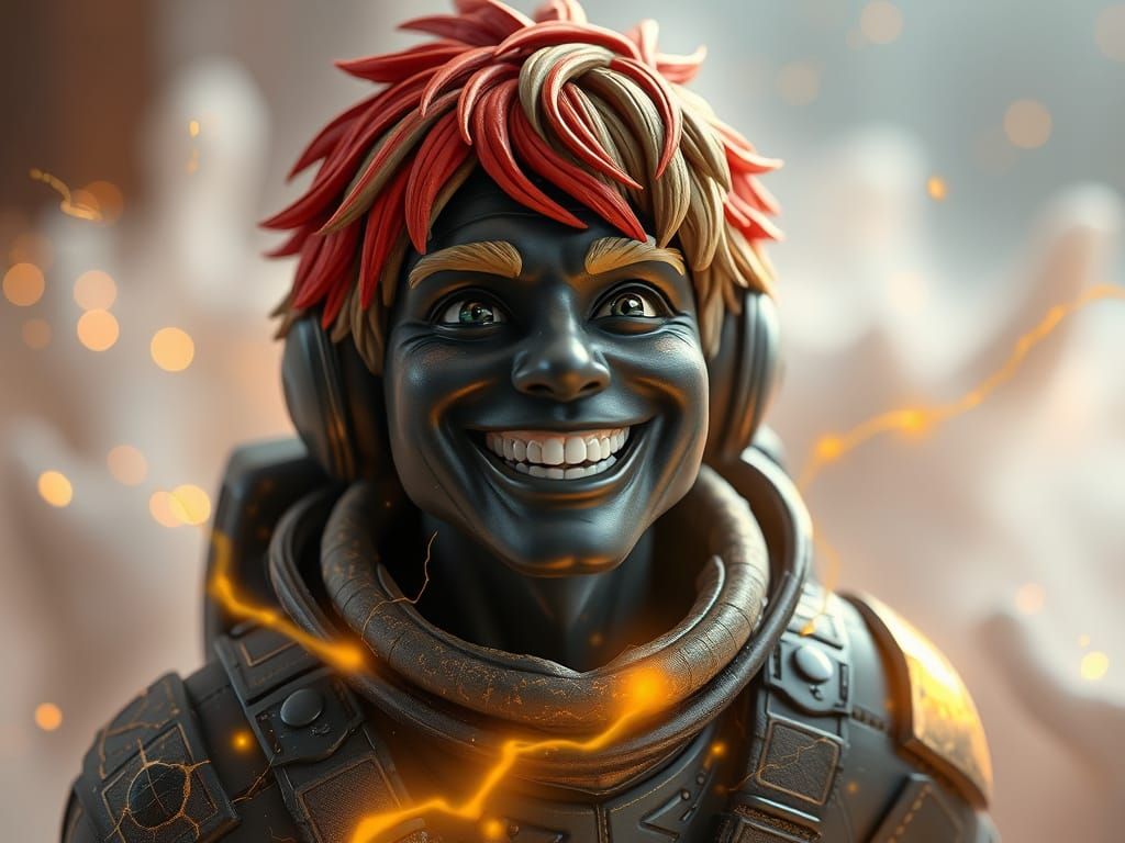 Obsidian Pilot Figurine in Photorealistic 3D Digital Art