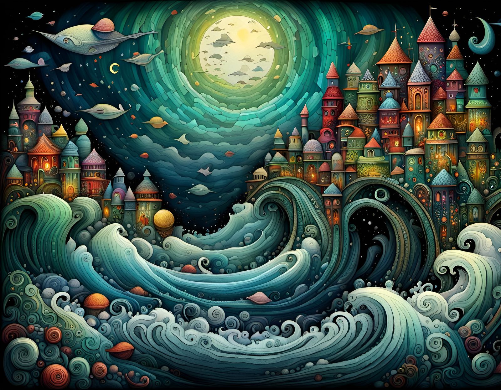 Deep Sea Waves in African Pattern Style