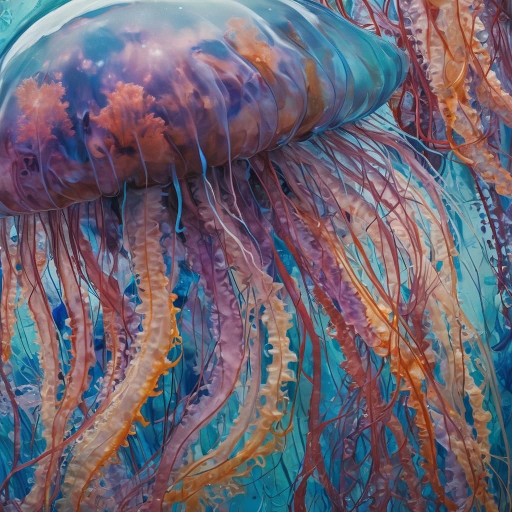 Translucent Jellyfish Housing a Micro Ocean: Street Art