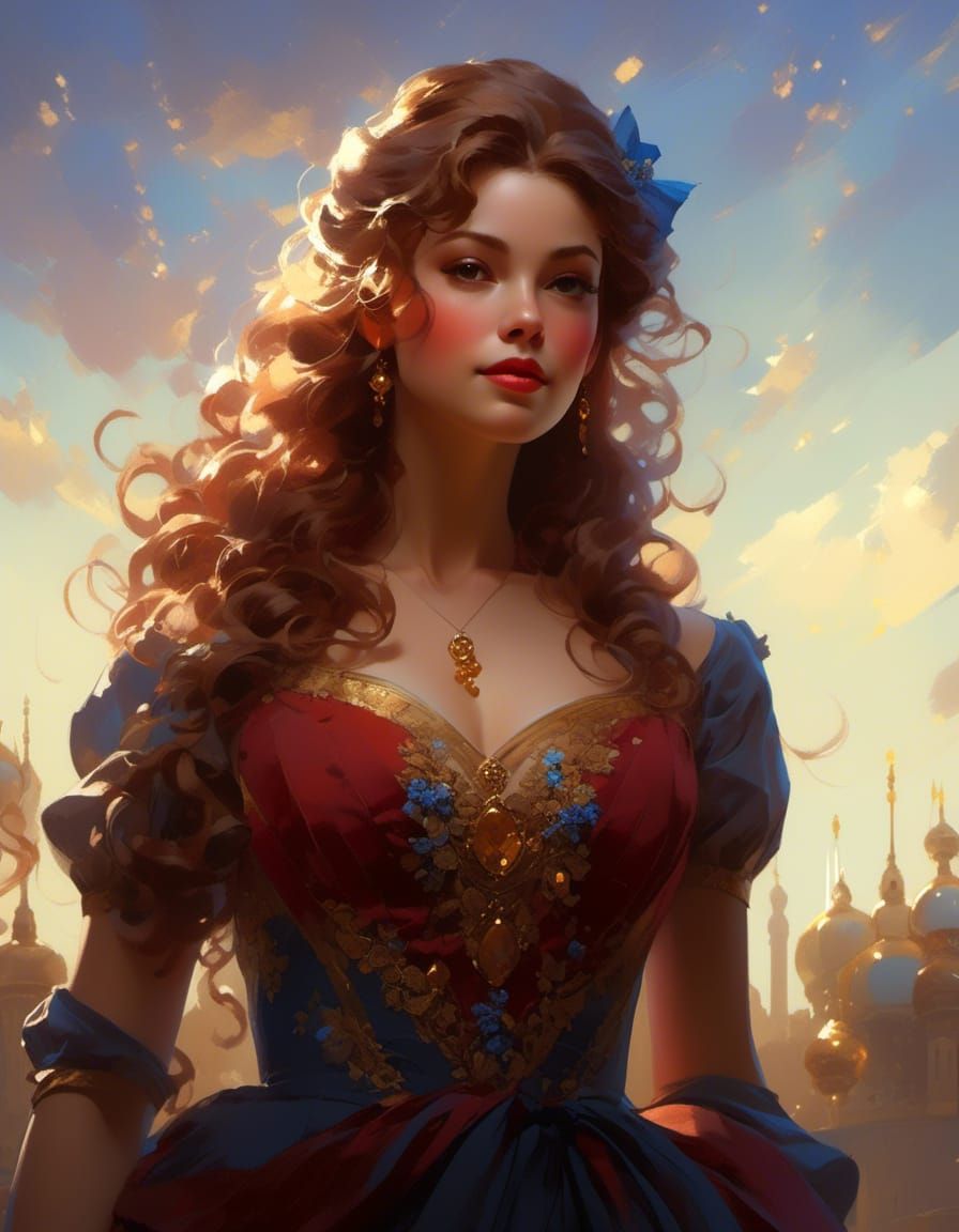 Princess Belle Portrait in Art Nouveau Style