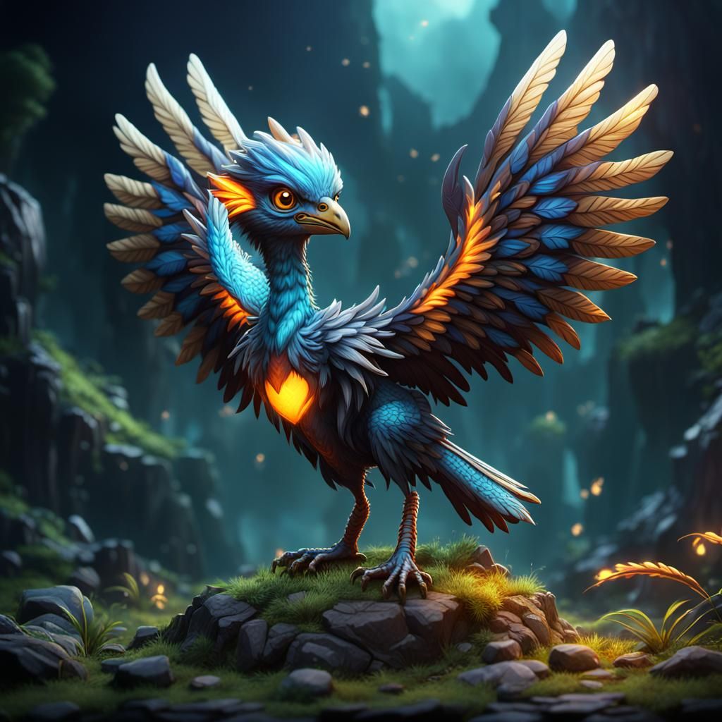 Chibi Lighting Archeopteryx Fantasy Concept Art