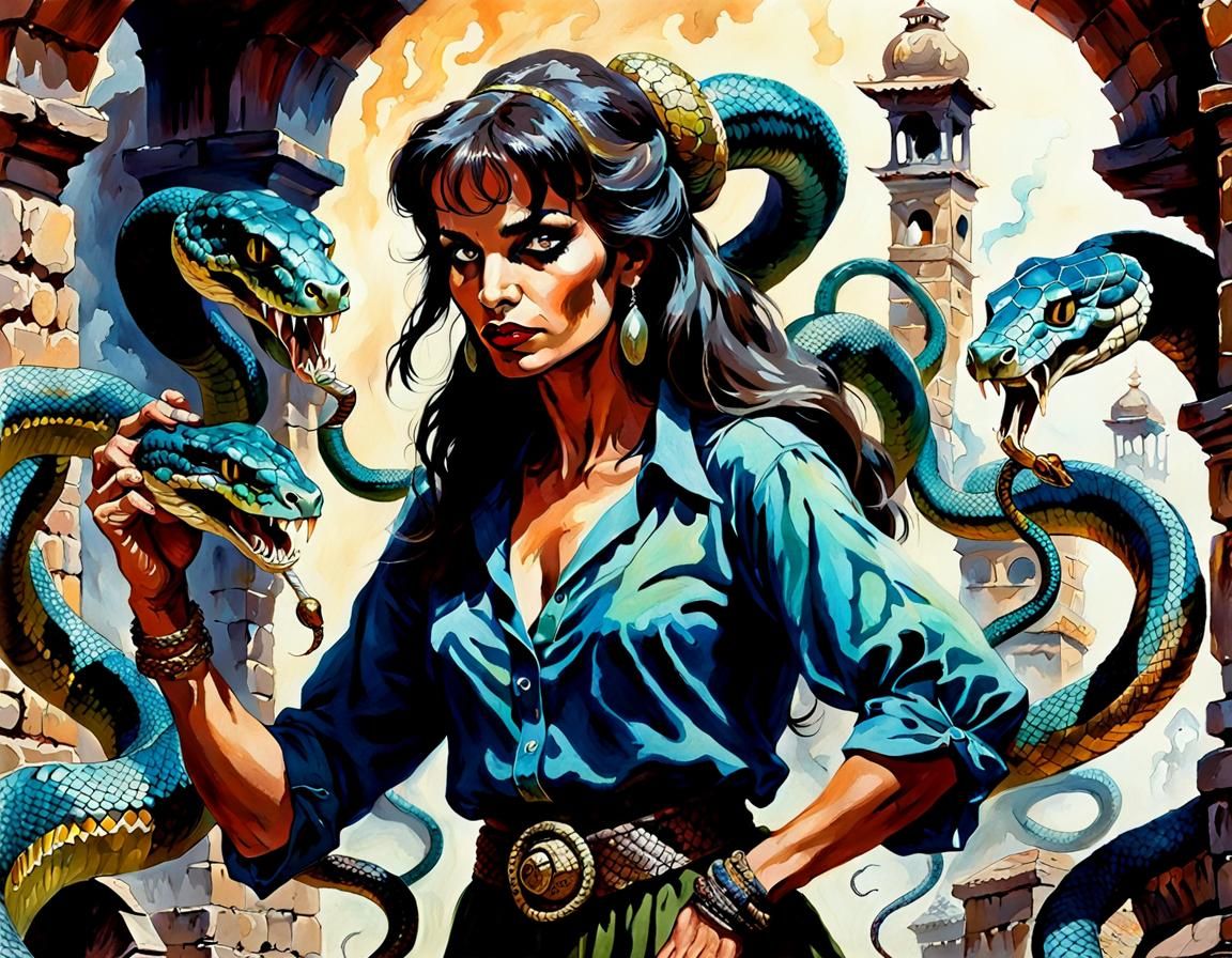 Sinister Snake Charmer at the Gates of Hell
