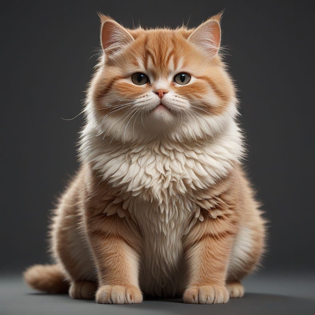 Adorable Obese Muscular Kitten with a Sweet Expression