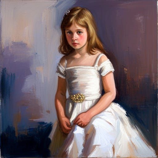 Girl in Ballgown: Oil Painting in Gurney Style