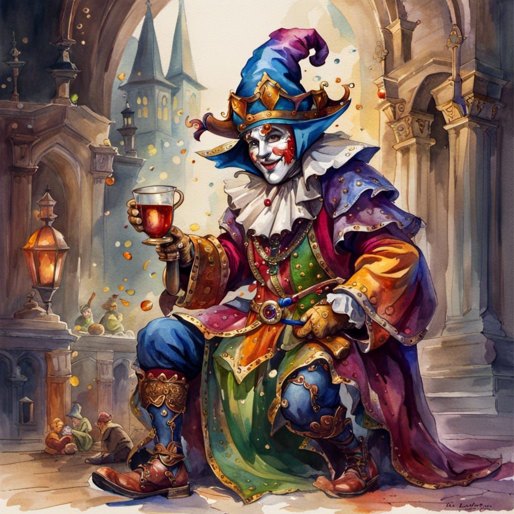 Time for a quick pint. A court jester's quick break.