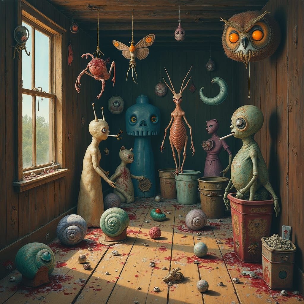 Surreal Horror Dreamscape in Style of Basquiat