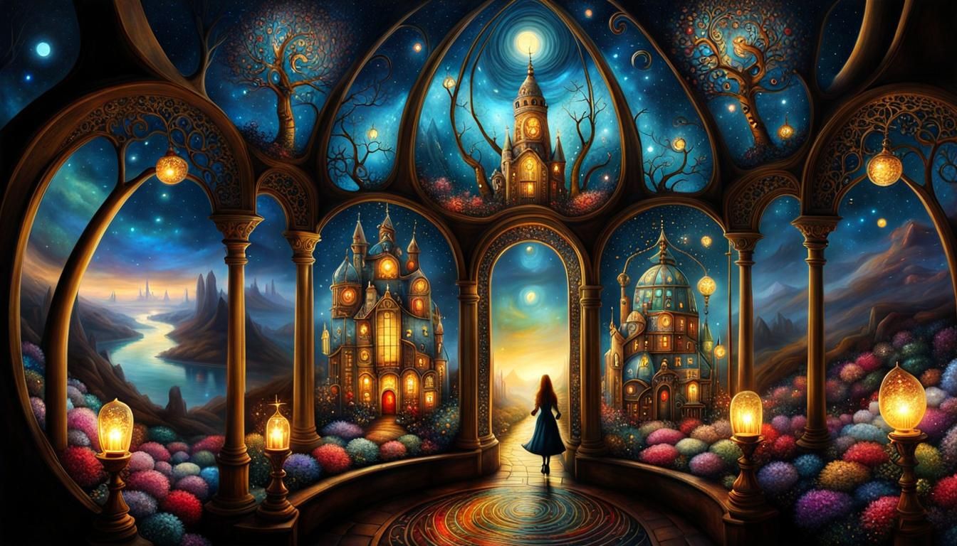 Surreal Stained Glass Mosaic Fantasycore Optical Illusion