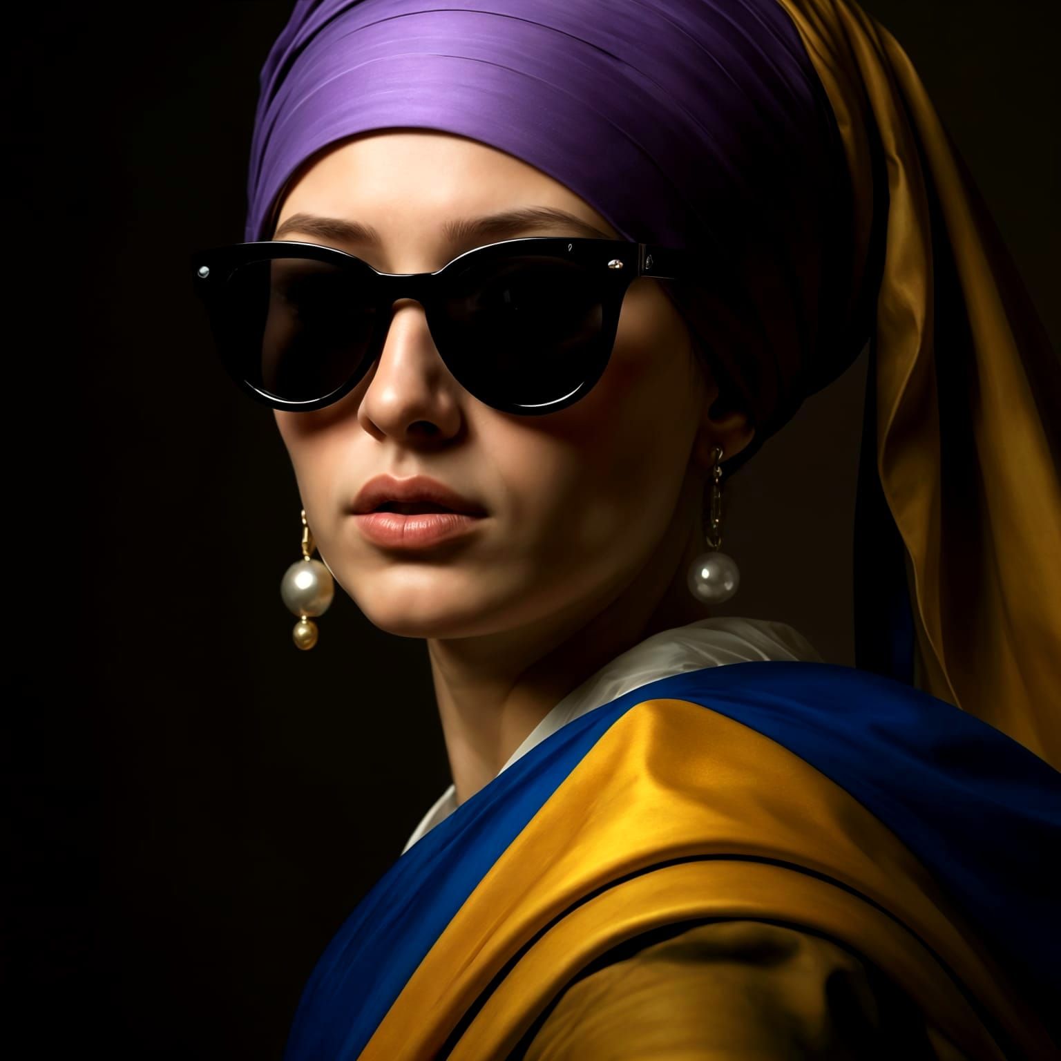 Modern Girl with Pearl Earring and Sunglasses