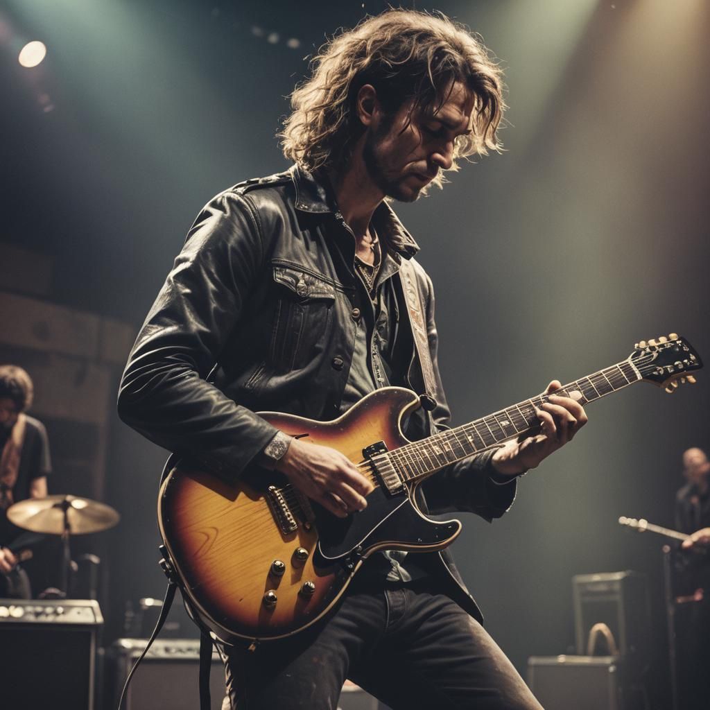 Epic Rock Show Guitarist in Cinematic Style