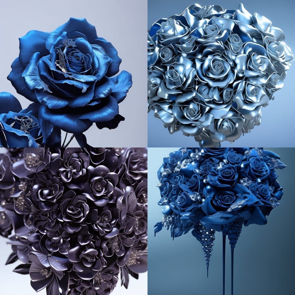Metallic Melting Roses Bouquet: Digital Matte Painting