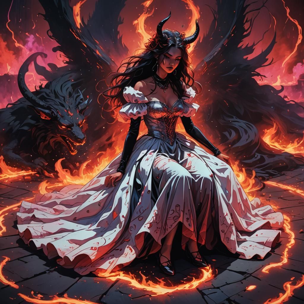 Dark Fantasy Witch in Neon Synthwave Style