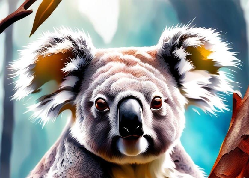 Surreal Koala in Vibrant Watercolour Style
