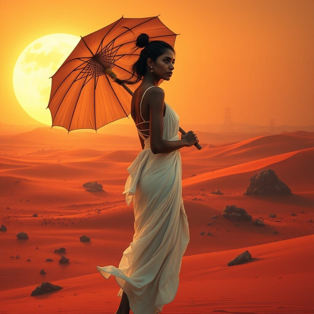 Ethereal Desert Goddess in Celestial Glow