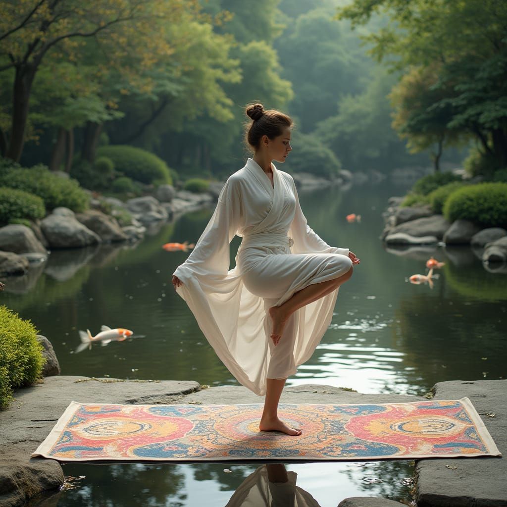 Ethereal Goddess in a Celestial Zen Oasis