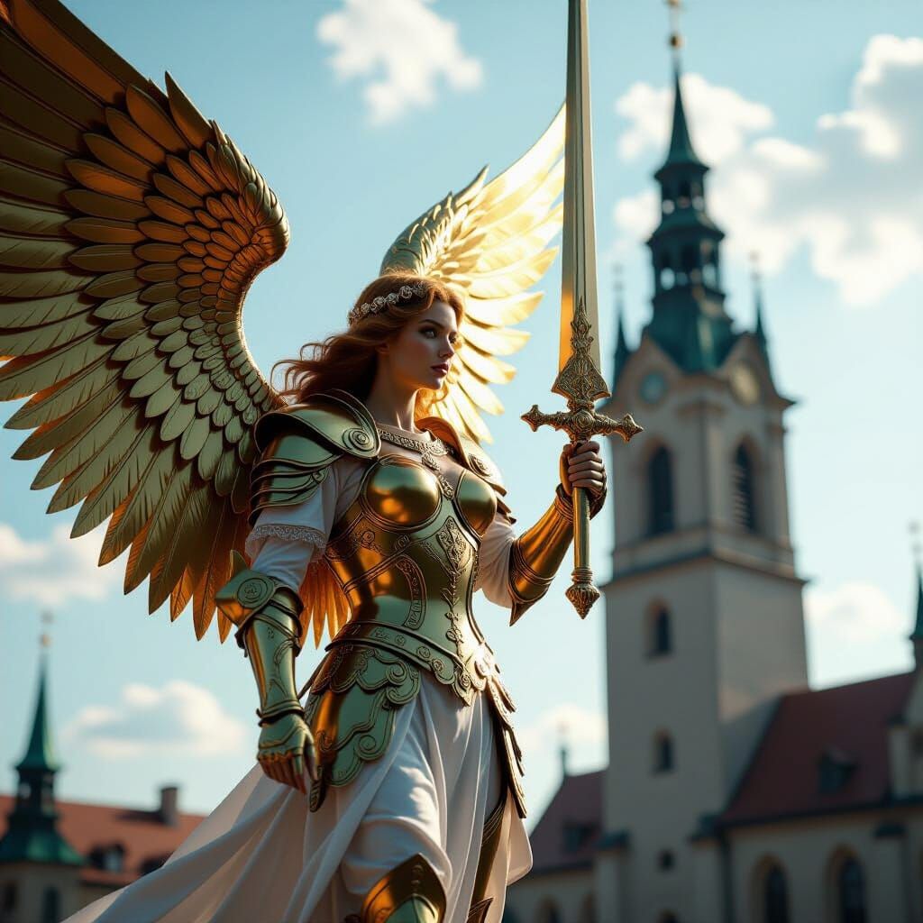 Angel in Golden Armor with Sword