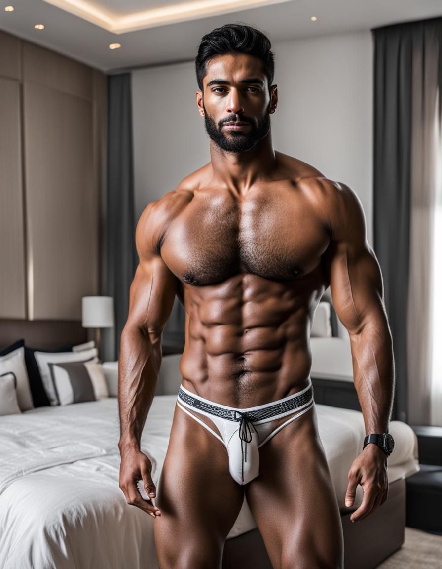 Fit Arab Man in Bedroom