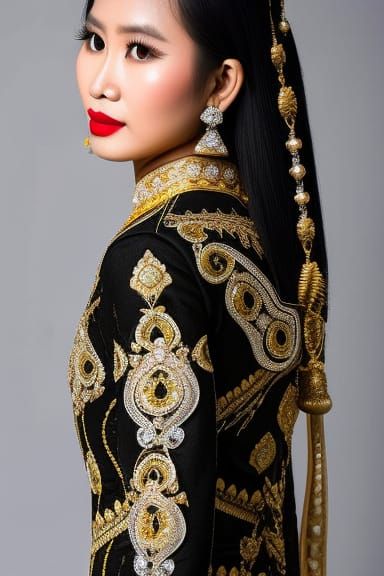 Javanese Bride in Traditional Kebaya Dress