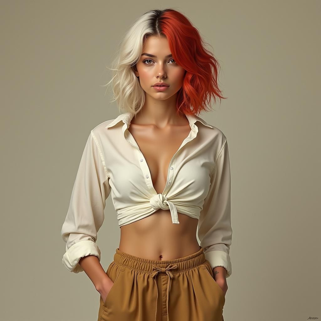 Ethereal Woman in Earth Tones: A Pre-Raphaelite Vision