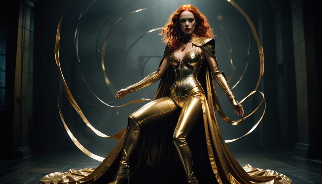 Surreal Woman in Gold and Silver Latex, Flawless Film Still