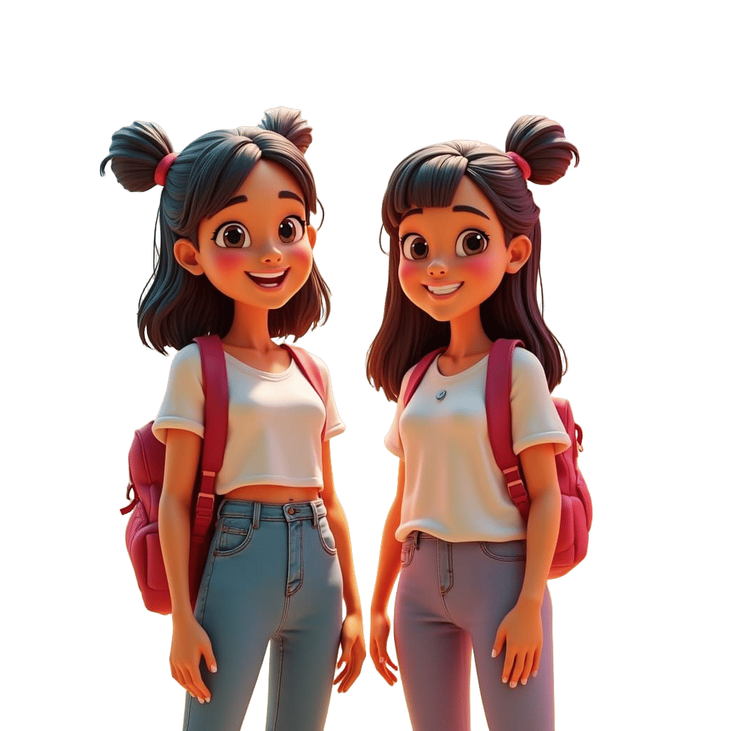 Happy Classmates in Pixar-Inspired 3D Digital Art