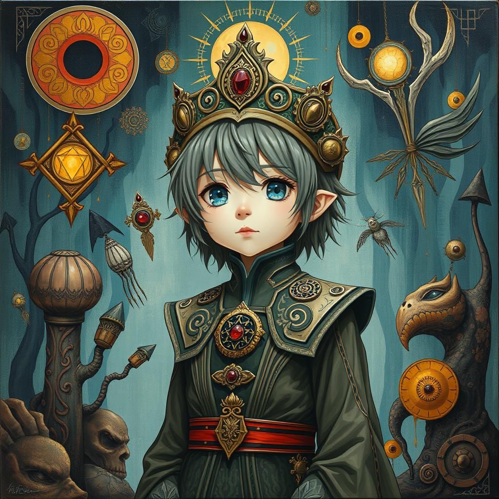 Anime Otaku in Surrealist Art Deco Setting