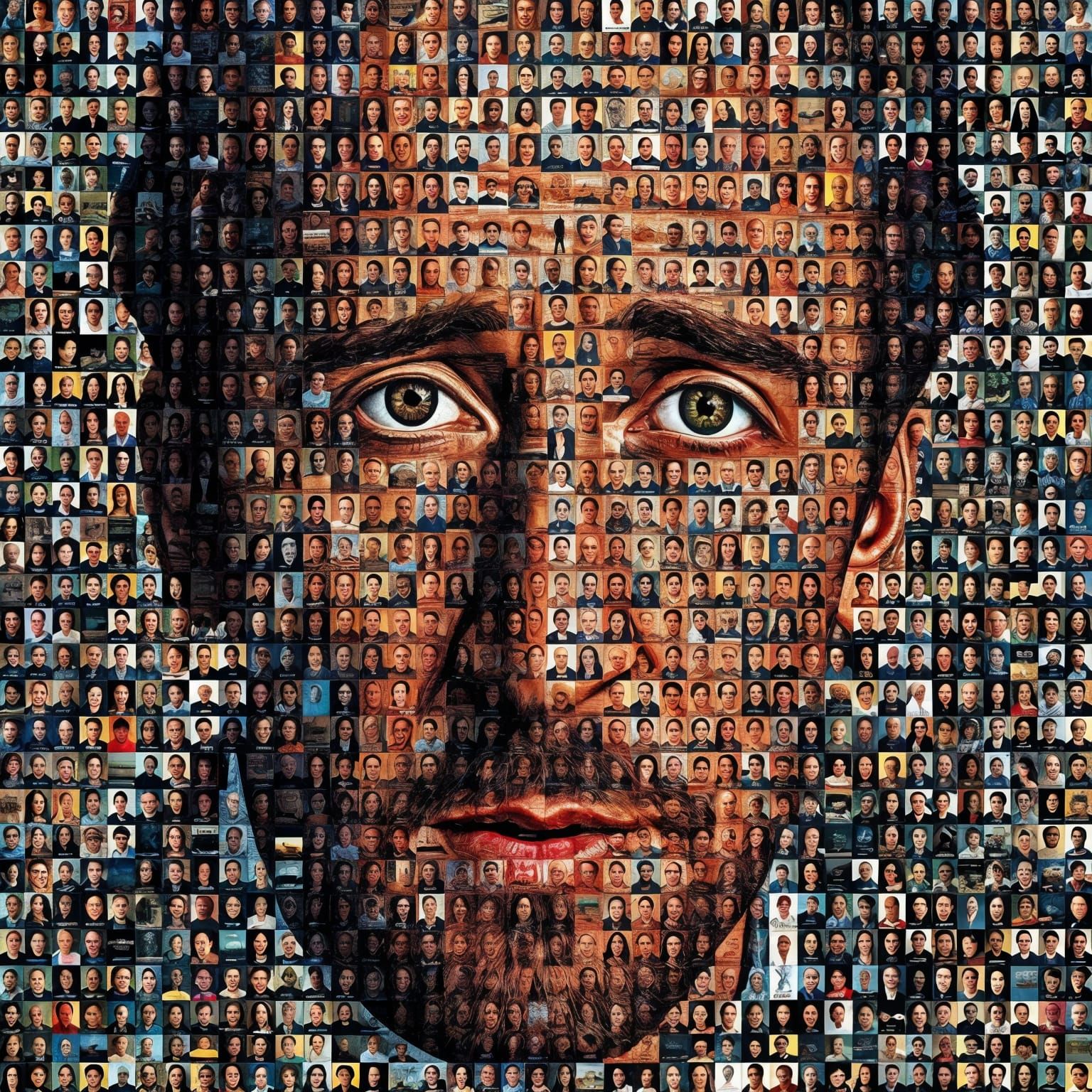 Nicolas Cage Portrait Made of Tiny Pictures