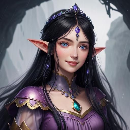 Elf Girl in Rain, Detailed Fantasy Art