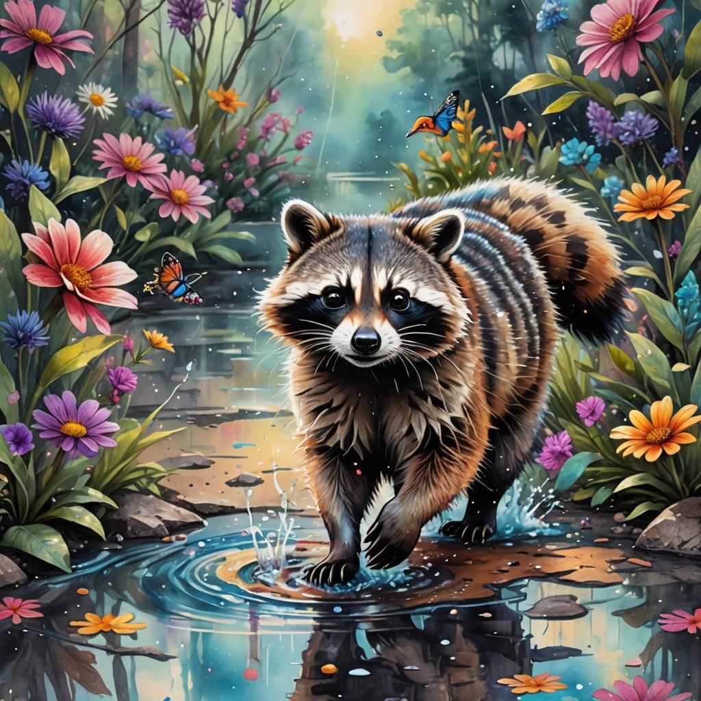 Airbrush and wet watercolor, dynamic intuitive colors, reali...