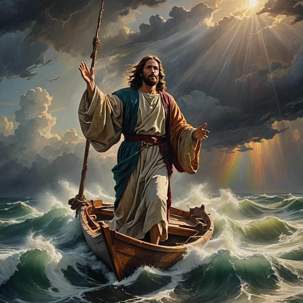 Jesus Calms the Storm: Old Masters Oil Painting