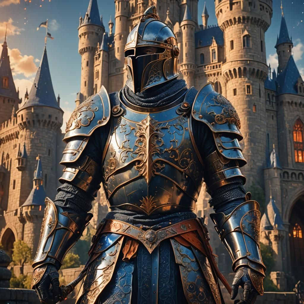 Regal Knight with Castle in Fantasy Concept Art