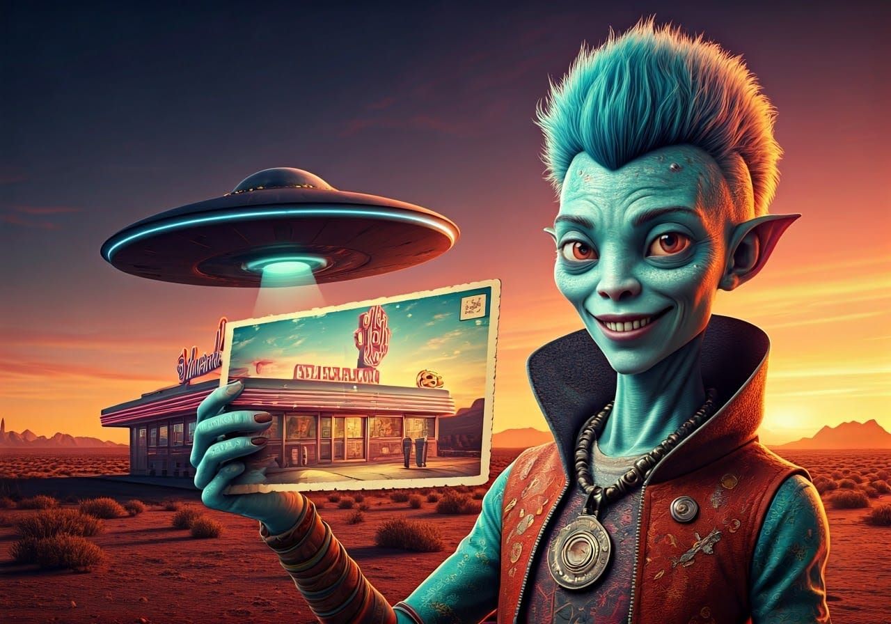 Ethereal Alien Collector Presents Vintage UFO Postcard