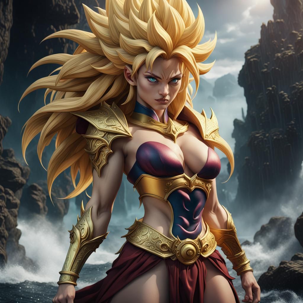 Detailed Super Saiyan Siren Fantasy Art