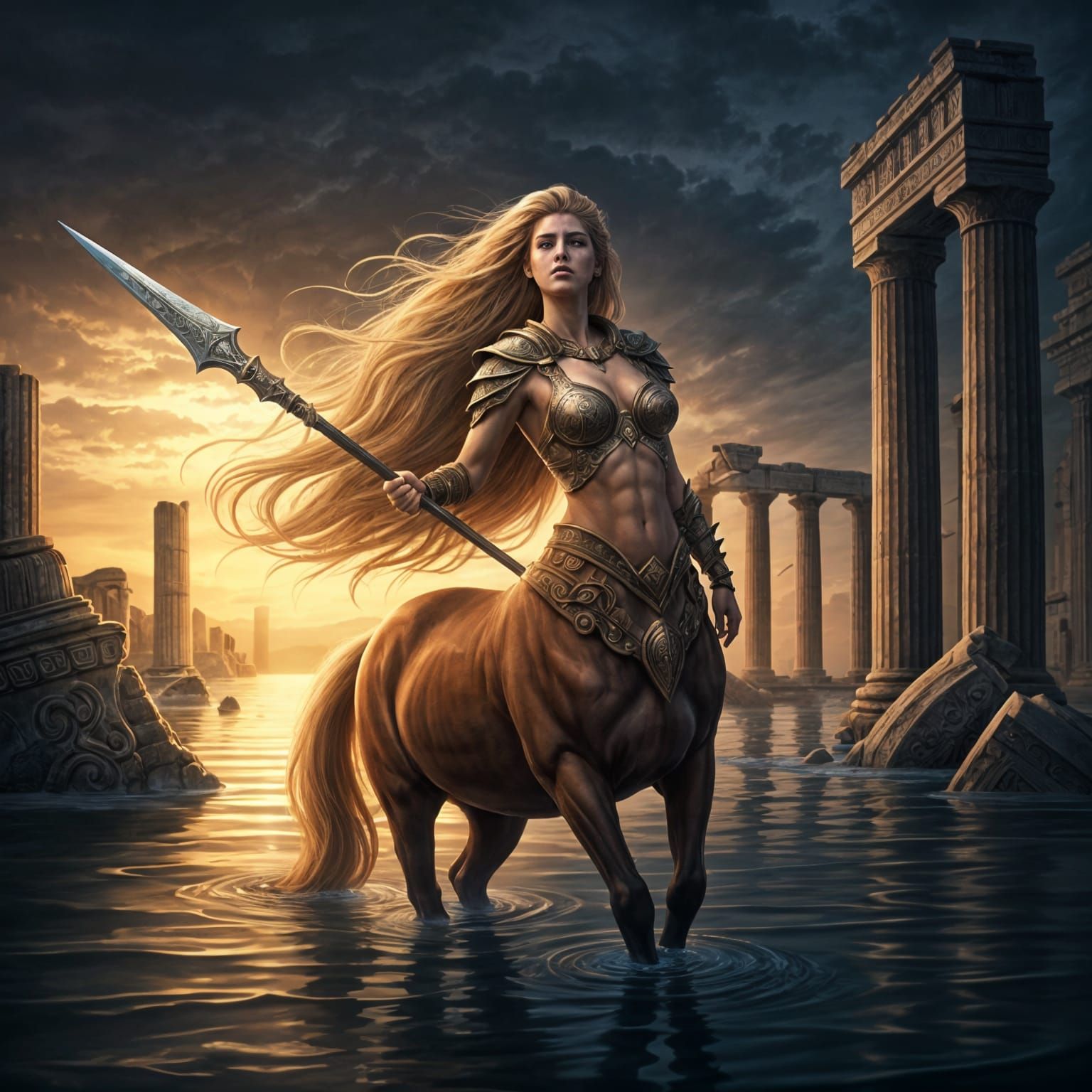 Centaur Warrior Stands Guard Over Sunken Temple