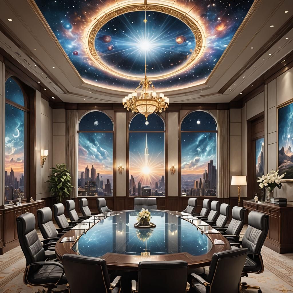 Ethereal Celestial Boardroom: A Spiritual Vision