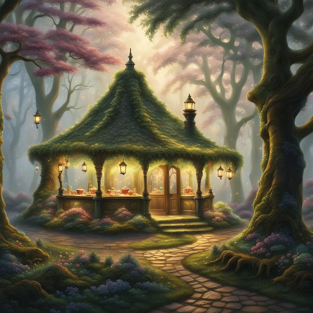 Ethereal Tearoom in Mystical Forest
