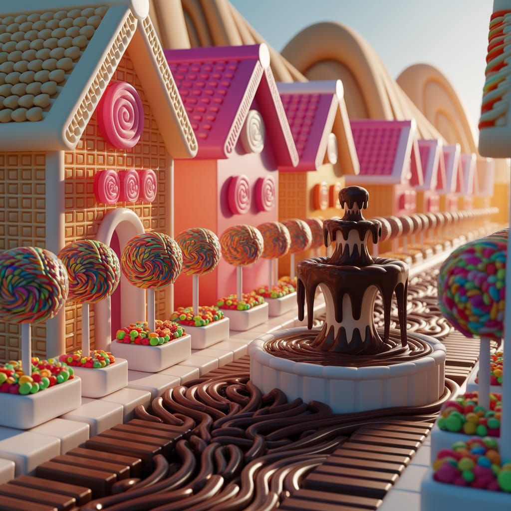 Candy City Street: A Whimsical 3D Render