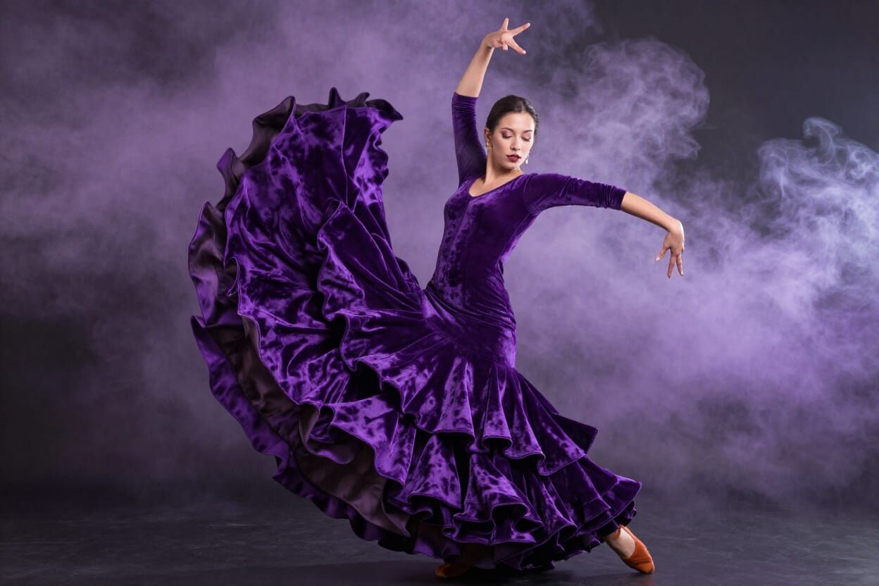 Voluminous Violet Smoke in Flamenco Style