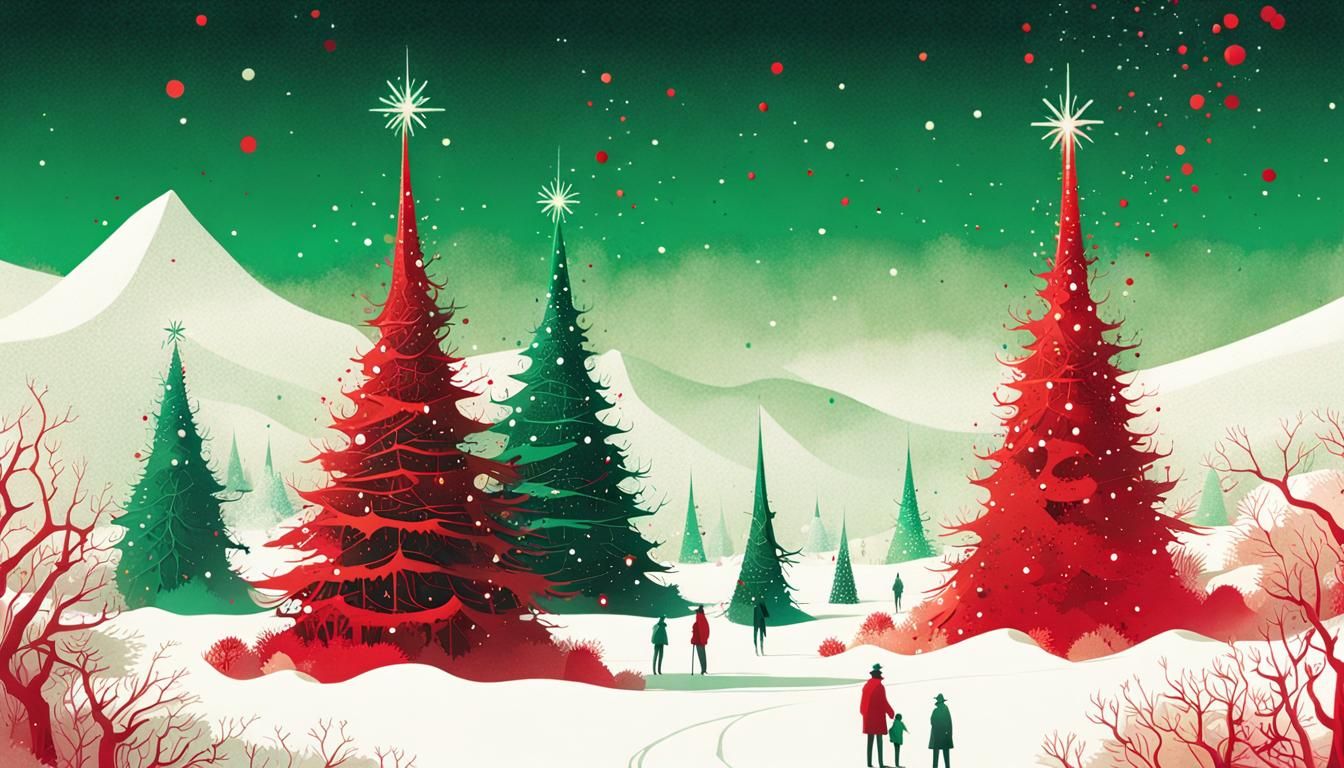 Cybernetic Christmas Tree: Ink Art on Aged Paper