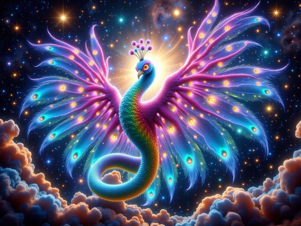 Prism Wyrm Ascends in Nebula, Godhood Manifest
